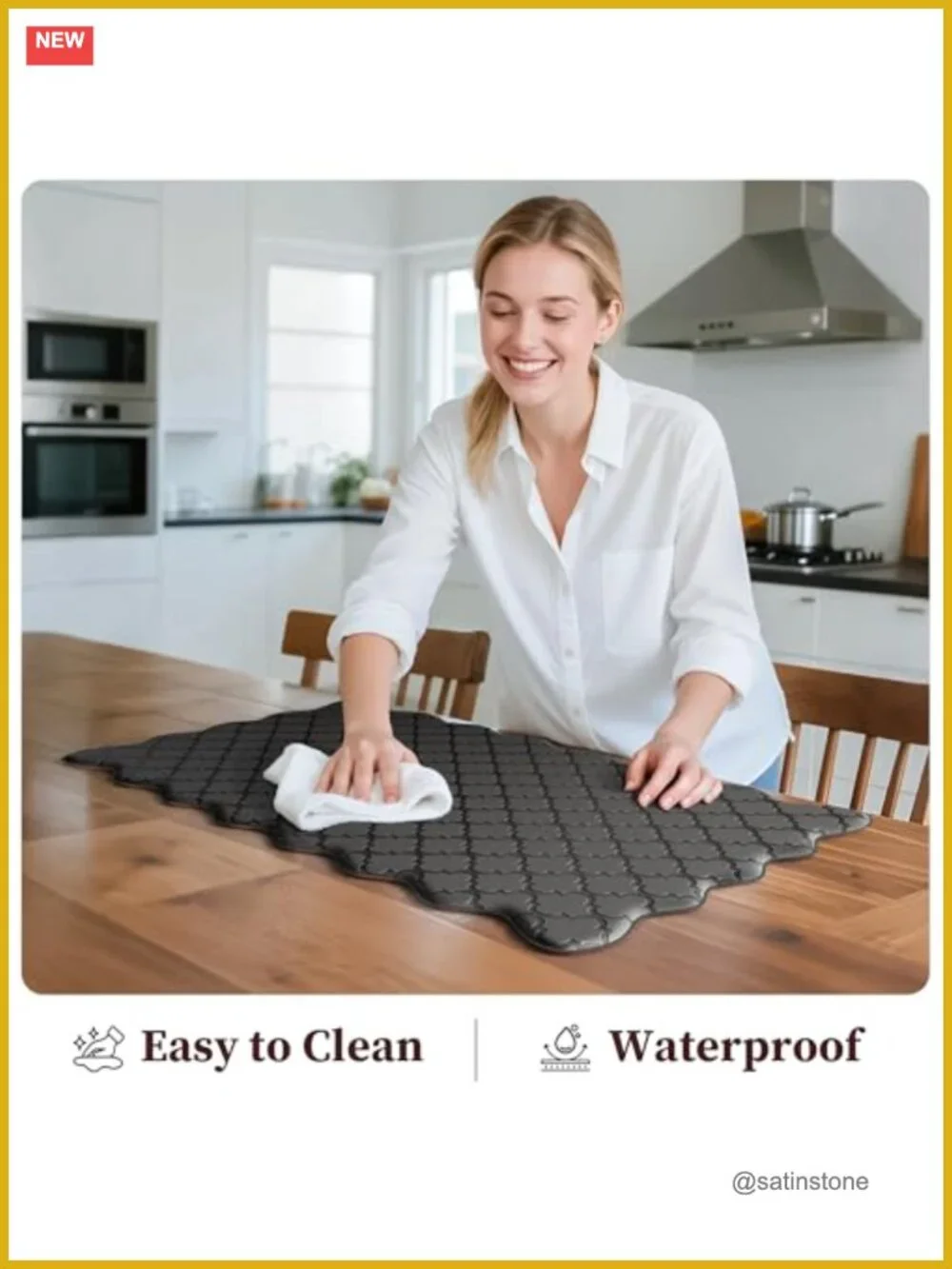 2-Piece Scalloped Anti-Fatigue Kitchen Mats, Machine Washable, Non-Slip
